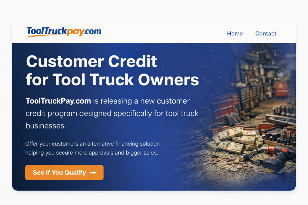 Customer credit program for tool trucks